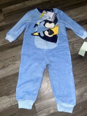 Blue Penguin Fleece Footed One-Piece for Kids
